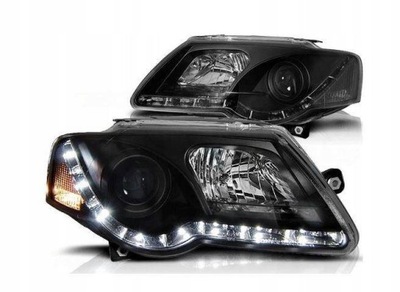 REFLEKTORIAI PRIEKINIAI VW PASSAT B6 3C BLACK DAYLIGHT 