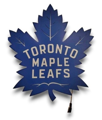 Toronto MAPLE LEAFS Obraz drewniany 3D Herb Prezent Lampka NocnaLED40cm