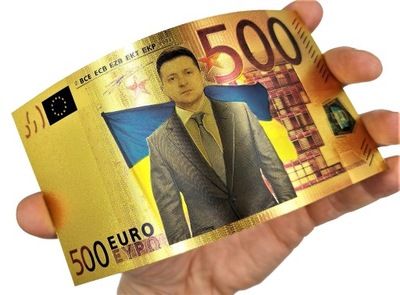 ZEŁENSKI WOŁODYMIR 500 Euro Banknot Pozłacany