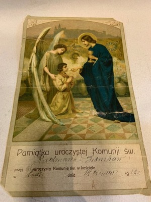 OBRAZEK PAMIĄTKA PIERWSZEJ KOMUNI ŚW. 1922