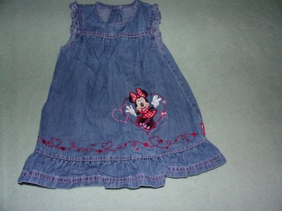 Sukienka princeska jeansowa z Minnie 12-18m Disney