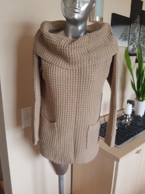 Sweter beżowy z kieszeniami UNI ok S M 36 38