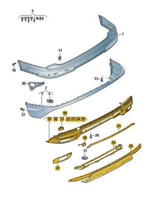 Спойлер заднего бампера audi q7 sline чёрный фото №1
