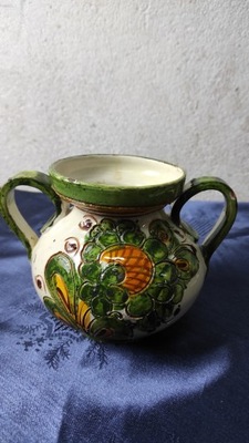 dzbanek wazon ceramiczny majolika malowany