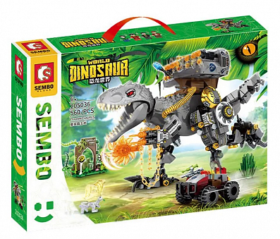 KLOCKI DLA DZIECI WORLD DINOSAUR BOJOWY DINOZAUR T-REX ZESTAW 560 ELEMENTÓW