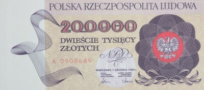 BANKNOT PRL -1989- 200000 ZŁOTYCH -SYRENKA WARSZAWA- KOPIA - L18-1