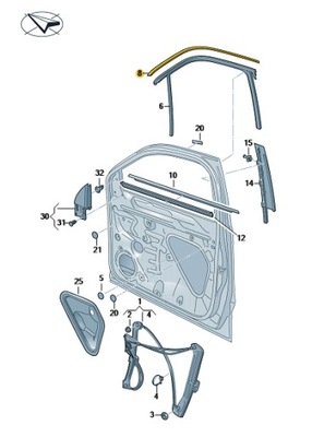 Vw t-roc молдинг хром стекло перед правая 2ga837644d фото №1