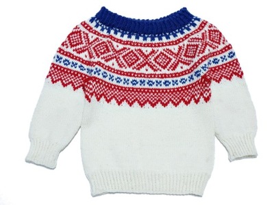 Sweter wełniany gruby ręcznie robiony 100% WEŁNA WOOL 92-98