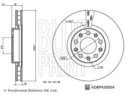 ДИСКИ ТОРМОЗНЫЕ ТОРМОЗНЫЕ ПЕРЕД BLUE PRINT ADBP430054