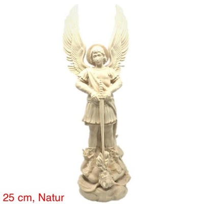 Drewniana figura Świętego Michała Archanioła - 25 cm, Natur
