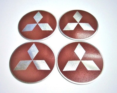 4 PCS. MITSUBISHI 80 MM LOGO ALUMINIUM STICKERS NALEPKI ON WHEEL COVER CAP DISCS  