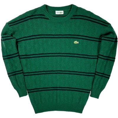 LACOSTE Vintage Retro Wełniany Sweter Męski w Paski Logowany r. 6 / XL