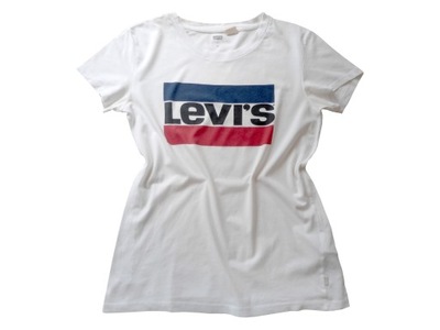 LEVI'S biały logowany bawełniany t-shirt XS