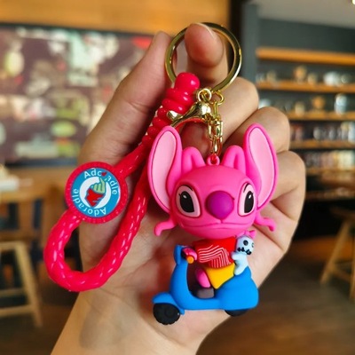 Disney Cartoon Anime Lilo and Stitch Pendant Keychains Holder Car Key 