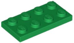 LEGO PŁYTKA 2X4 ZIELONA NR 3020 - 1 SZT