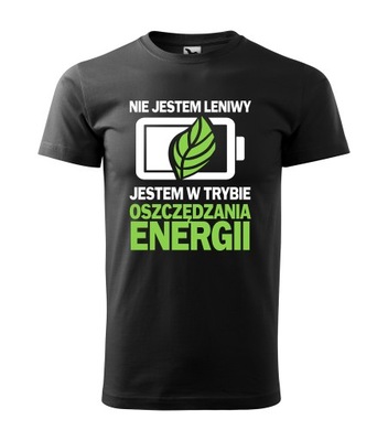 KOSZULKA T-SHIRT CZARNA MĘSKA ŚMIESZNA NIE JESTEM LENIWY PREZENT XL