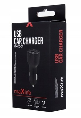ŁADOWARKA SAMOCHODOWA Maxlife MXCC-01 USB 1A