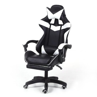 Fotel komputerowy / gamingowy z podnóżkiem czarny