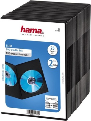 Hama DVD Double Box Slim czarny Pudełka 25szt