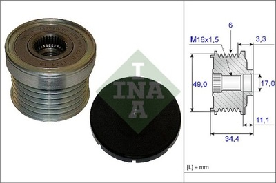 INA 535 0183 10 RUEDA PASOWE/SPRZEGLO ALTERNADOR  