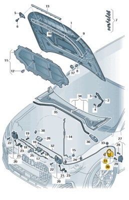 Коромисло кронштейн відкривання капот перед audi a1 aso оригінал nowa фото №1