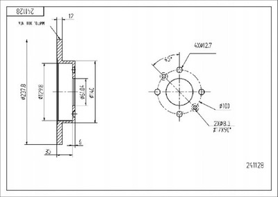 Hart 241 128 диск тормозная /p/clio ii 1.4 98- /mal/kpl фото №1
