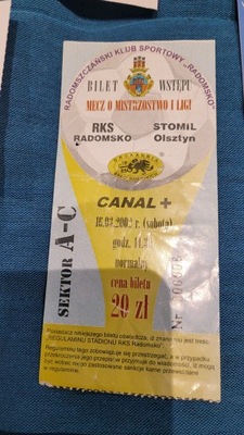 Bilet RKS Radomsko - Stomil Olsztyn