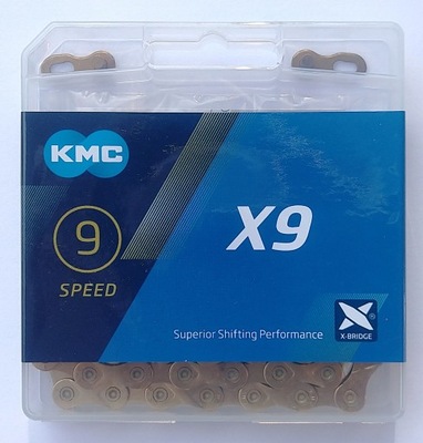 Łańcuch rowerowy KMC X9 Ti-N Gold 114l box