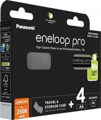 Panasonic Eneloop PRO AA 2500mAh 4 szt + box