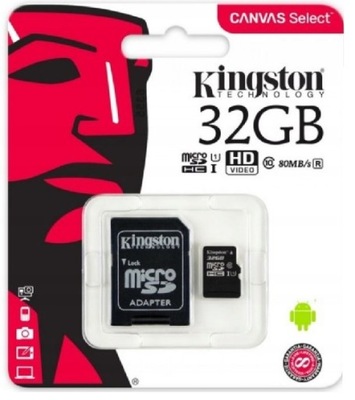 32GB KARTA PAMIĘCI MICRO SDHC KINGSTON ADAPTER SD