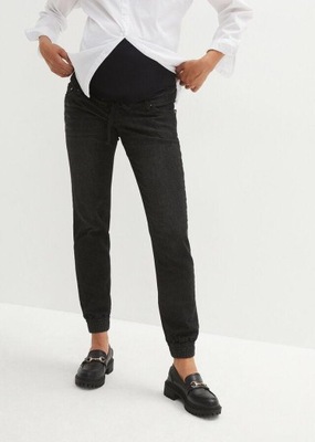 1H3A17 BONPRIX SPODNIE JEANSOWE CIĄŻOWE CZARNE 38