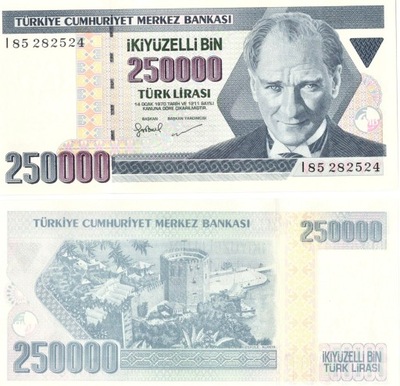 Turcja 250000 Lirasi 1998 P-211 UNC