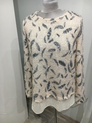 george elegancki sweter wzorzysty z cekinami włochaty 44