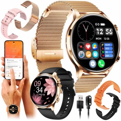 SMARTWATCH ZEGAREK DAMSKI ELEGANCKI ROZMOWY POWIADOMIENIA SPORT PULS MENUPL