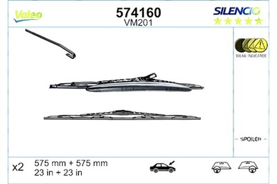 VALEO LIMPIAPARABRISAS ESCOBILLAS PARTE DELANTERA 2 PIEZAS VM201 SILENCIO 575MM SAAB 9-5  