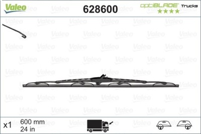 LIMPIAPARABRISAS ESCOBILLAS L-600 OPTIBLADE VALEO DAF CF65, CF75, CF85 (03/1998->2013  