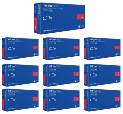 Rękawice Nitrylowe 100 szt. Nitrylex Basic Dark Blue 9-L - 10 paczek po 100