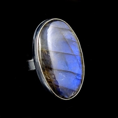 LABRADORYT PIERŚCIEŃ SREBRO OKAZAŁY SREBRNY CHABROWY BLASK