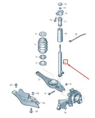 Skoda octavia 5e mk3 задній gas shock абсорбер 5q0513045bd фото №1
