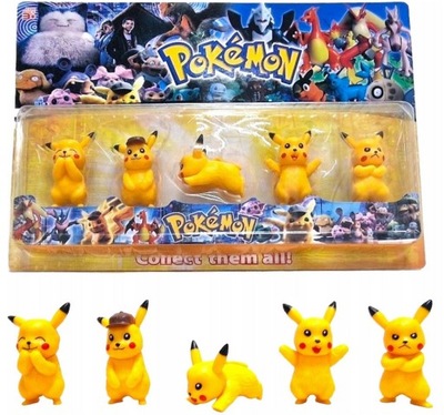 SUPER ZESTAW 5 sztuk FIGUREK PIKACHU FIGURKI POKEMON KOLEKCJONERSKIE