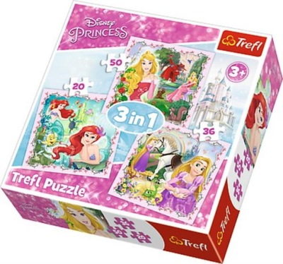 Puzzle 3w1 Disney Księżniczki Trefl