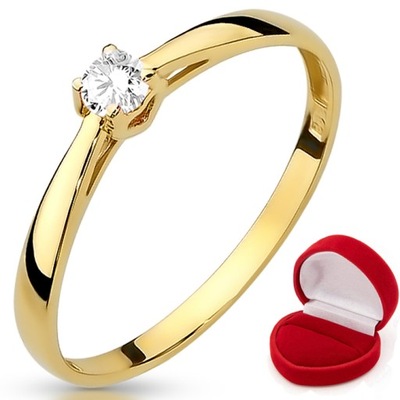 Złoty pierścionek zaręczynowy z cyrkonią 333 r 10