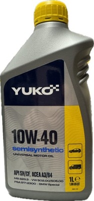 YUKO 10W-40 POLSYNTETYK 1L ALYVA VARIKLIO API SN/CF ACEA A3/B4 