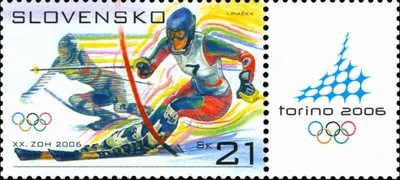 Słowacja 2006 Znaczek 527 ** sport igrzyska olimpijskie Olimpiada narty