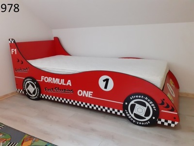 Łóżko dla chłopca Samochód Formuła z materacem