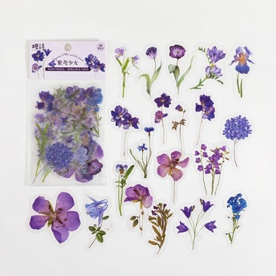 Naklejki foliowe ozdobne kwiaty kwiatki 40 sztuk fioletowe