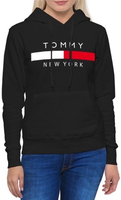 BLUZA DAMSKA TOMMY NEW YORK Z KAPTUREM Z NADRUKIEM NAPISEM BLUZKA ROZM. XL