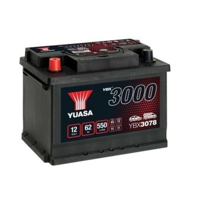 BATTERY YUASA YBX3078 12V 62AH/550A L+ 243X175X190 /MANY MODELI/  