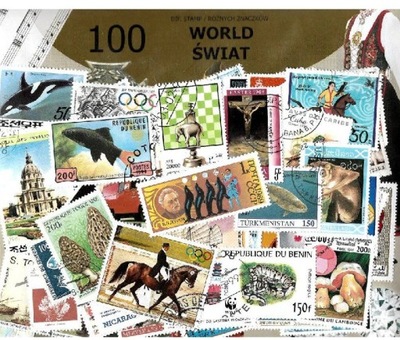 Zestaw 100 znaczków pocztowych - ŚWIAT