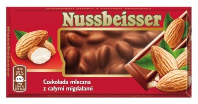 NUSSBEISER Czekolada MLECZNA z Całymi MIGDAŁAMI 100G